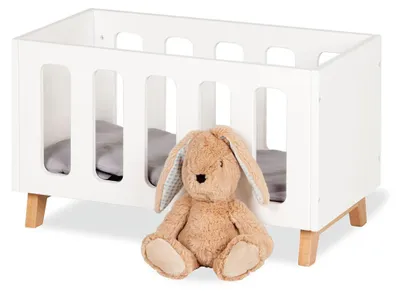 Produktbild von Pinolino Puppenbett 'Marit', 4-tlg. Lackiert: MDF und Buche, weiß und klar lackiert