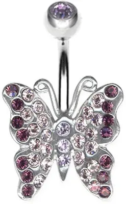 Immagine prodotto di Ombelico in argento 925 Piercing a farfalla con elementi di cristallo - Ametista