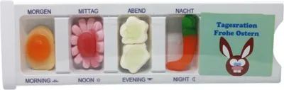 Produktbild von Tablettenbox Frohe Ostern Osterhase mit Fruchtgummi Scherzartikel 25g