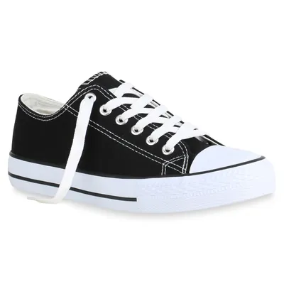 Produktbild von Mytrendshoe Damen Sneaker Low Turnschuhe Schnürer Freizeit Schuhe 821585, Farbe: Schwarz, Größe: 41