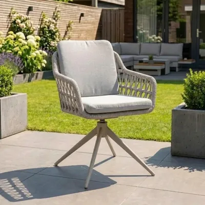 Produktbild von Gartensessel Sevilla Drehbar Warmweiß Relax Dining Kreuzfuß – 8280W