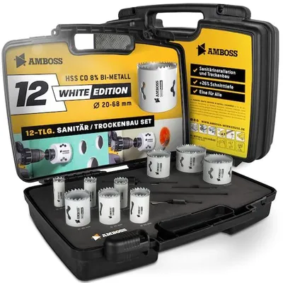Produktbild von Amboss M42 BiMetall Lochsägen Set White Edition 12 - 12tlg. Ø20 bis 68 mm
