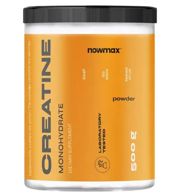 Produktbild von nowmax® Creatine Monohydrate 500 g – Kreatin Pulver – Geschmack Erdbeere