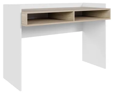 Obrázok produktu pre Selsey Tabise - písací stôl s dvoma priehradkami, biely / orechový vzhľad, 120 × 53 cm