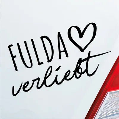 Produktbild von Auto Aufkleber Fulda verliebt Herz Fluss Wasser Water Liebe Car 19x10 cm Schwarz Glanz Sticker Heckscheibenaufkleber