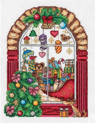 Produktbild von Klart Kreuzstich-Set "Weihnachts-Schaufenster" 18x22,5cm