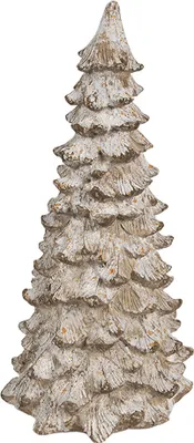 Produktbild von Clayre & Eef Dekorationsfigur Weihnachtsbaum 9x9x18 cm Beige Weiß Kunststoff