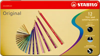 Obrázok produktu pre Prémiová farebná ceruzka - STABILO Original - 12 kovových puzdier - s 12 rôznymi farbami