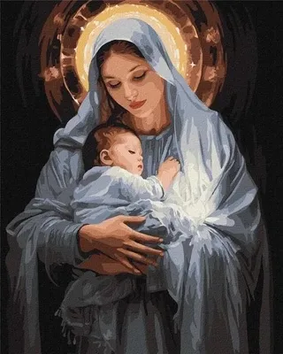 Immagine prodotto di Dipingere con i numeri - La tenerezza di una madre 40x50 cm - Ideyka