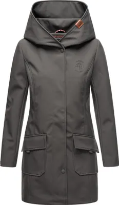 Produktbild von Marikoo Damen Softshell Regenjacke Outdoor Jacke Herbst Parka Mantel MAYLEEN Anthrazit Gr. 34 - XS