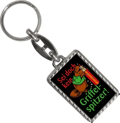 Produktbild von Biber Schlüsselanhänger mit Bordüre mit Spruch: Sei doch kein Griffelspitzer!
