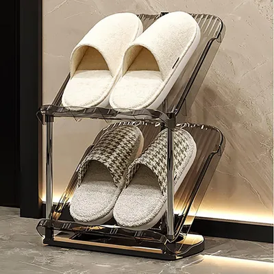 Productafbeelding van Schoenenrek, 2 niveaus, ruimtebesparend, transparant, grijs, 28x21x47 cm