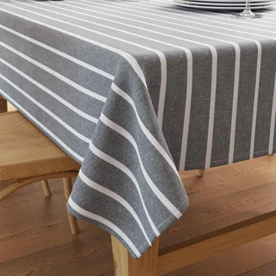 Produktbild von Baumwoll Rechteckig Tischdecke | (140x180 cm) | Roma graue Streifen | Tischdecke für Dekoration