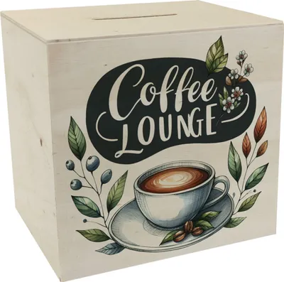 Produktbild von Coffee Lounge Spardose aus Holz