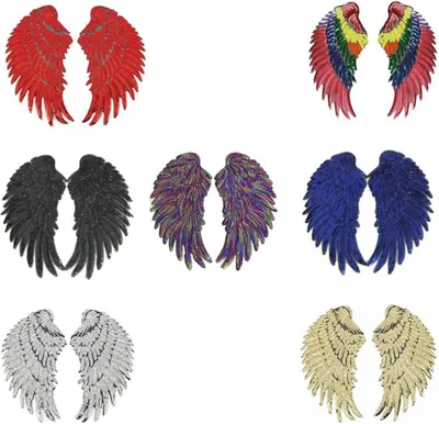Productafbeelding van Zeven Paar Vleugels - Stof Applicaties - Kleding Versieren - Met Glitter - 7 Paren - Veelkleurig