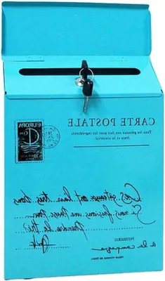 Produktbild von Famanu Wandbriefkasten - Stilvolle Postbox mit Sicherung - 30 cm - Blau