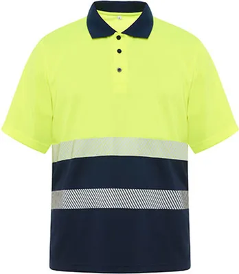 Produktbild von Roly Workwear HV9315 | Polo Shirt Vega S bis 4XL - Farbe: Navy Blue 55/Fluor Yellow 221 - Größe: XL