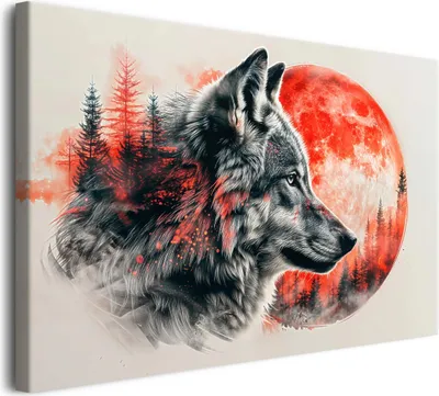 Produktbild von Leinwandbild für das Wohnzimmer Abstrakter Wolf 80x120 cm