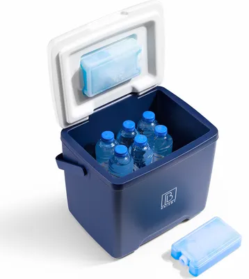 Produktbild von Brisby Kühlbox - 13L - Blau - 40 Stunden Isolation - Inkl. 2 dicke Kühlakkus von 450ml - es Design mit Kühlakku im Deckel verriegelt