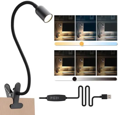 Image de Lampe de lecture LED Azomor Flexible avec pince et températures de couleur réglables