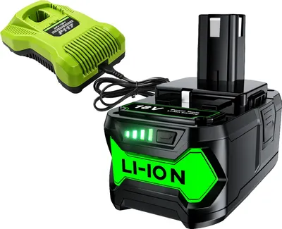 Obrázek produktu pro Výměna akumulátoru, kapacita 9000 mAh, napětí 18 V, kompatibilní s Ryobi, 6,0 s nabíječkou