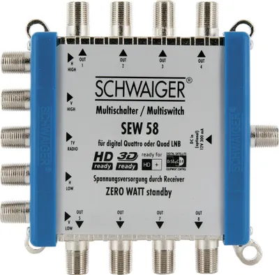 Produktbild von Schwaiger SEW58 531, 5 Eingänge, 8 Ausgänge, 950 - 2150 MHz, 5 - 790 MHz, F, 14V, 18V