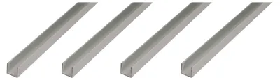 Immagine prodotto di Alberts, 4 profilati a U, alluminio, 8 x 10 x 8 x 1,3 mm, lunghezza 2 m, finitura argento anodizzata