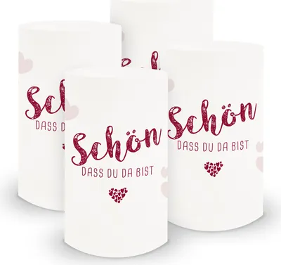 Produktbild von itenga 6x Windlicht klein Schön dass du da bist, bordeaux / weiß, 10,0 cm