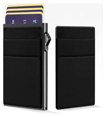Produktbild von Slim Wallet Kartenetui mit Münzfach und RFID/NFC Schutz für Herren, Automatischer Pop-Up für 5-7 Karten und Banknoten