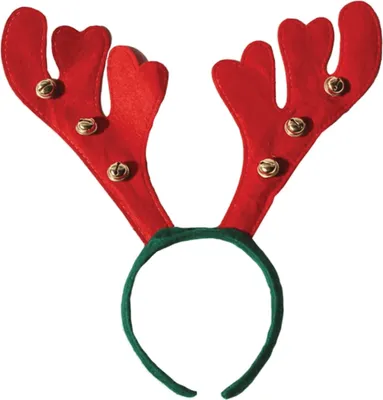 Produktbild von 12x Rentiergeweih-Weihnachtsstirnbänder mit Glöckchen für den Weihnachtsmann