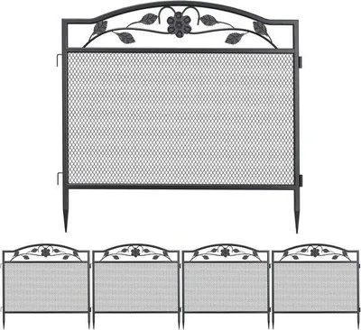 Produktbild von Famanu Metallzaun 80 cm hoch, dekorativ, 5-teilig, schwarz