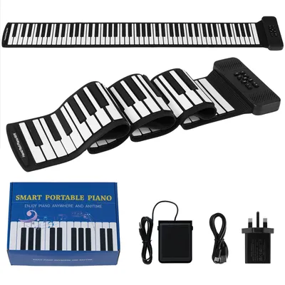 Produktbild von COSTWAY 88-Tasten Roll-Up Elektronisches Keyboard, Tragbares Klavier, Faltbares Digitalpiano mit Sustain-Pedal, Geeignet für Kinder & Anfänger