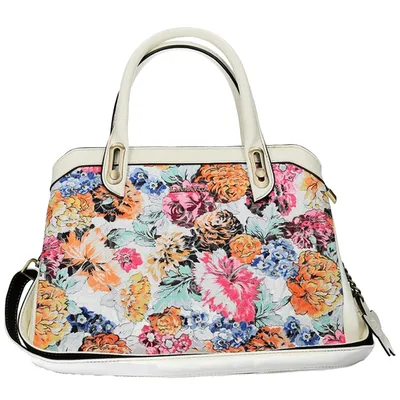 Zdjęcie produktu dla Torebka damska Laura Vita, model "Henkeltasche", typu "Umhängetasche" (torba na ramię), wzór kwiatowy "Aramis", kolor: biały