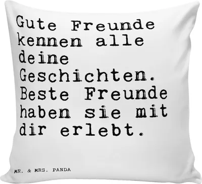 Produktbild von Mr. & Mrs. Panda kuschelkissen 40x40 Gute Freunde kennen alle... - Weiß - Geschenk, Spruch Sprüche Weisheiten Zitate Lustig Weisheit Worte, couch kissen, beste, Sofa, bff