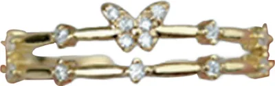Produktbild von Fingerring mit verstellbarer Öffnung, Design mit eingelegtem Zirkonia, doppellagig, Schmetterlings-Fingerband, Modeschmuck, Geschenk