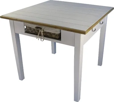 Produktbild von Casa Padrino Landhausstil Esstisch Weiß / Naturfarben 90 x 90 x H. 78 cm - Esszimmermöbel im Landhausstil