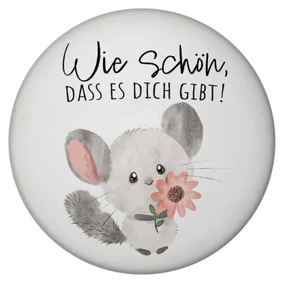 Produktbild von Chinchilla Magnet rund rund mit Spruch Wie schön dass es dich gibt