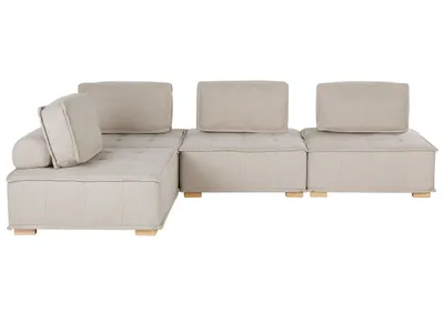 Obrázek produktu pro BELIANI Rohová pohovka béžová polyesterové čalounění pro 4 osoby ve tvaru L skandinávský moderní design