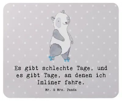 Produktbild von Mr. & Mrs. Panda Mousepad Panda Inliner fahren - Grau Pastell - Geschenk, Mouse Pad, Mauspad, Inlinern, Rollschuh, computermatte, computer, mousematte