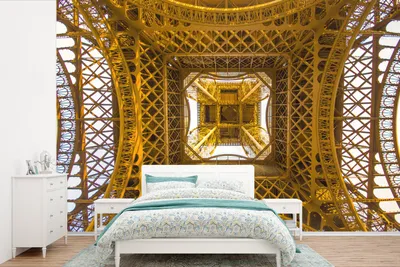 Produktbild von MuchoWow® Fototapete für Wohnzimmer oder Schlafzimmer Wandtapete Vinyl Motivtapete Eiffelturm - Paris - Architektur - 420x280 cm - Zimmer für Kinder