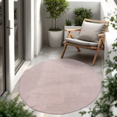 Produktbild von In- & Outdoor Teppich Flachgewebe einfarbig modern wetterfest für Terrasse Küche Grösse 80 cm Rund