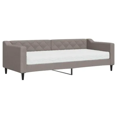 Image de vidaXL Lit de jour avec matelas Taupe 80x200 cm Tissu