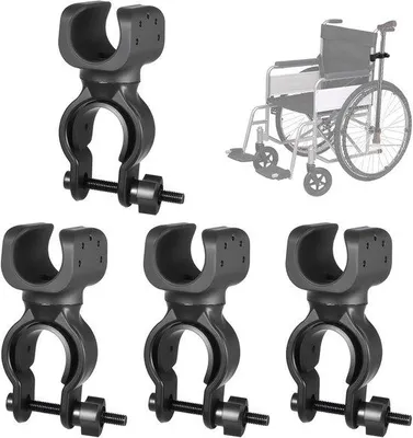 Obrázok produktu pre Držiak na palicu pre invalidný vozík – balenie po 4 kusoch – 360° držiak na sedadlo – príslušenstvo pre invalidné vozíky