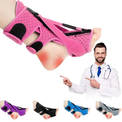 Productafbeelding van Nachtspalk Voet - Plantaire fasciitis bandage - Pijnverlichting 's nachts - Verstelbare riemen - One Size - Roze