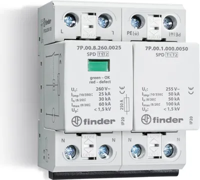 Produktbild von Finder 7P.02.8.275.1012 7P.02.8.275.1012 Überspannungsableiter 60 kA 1 St
