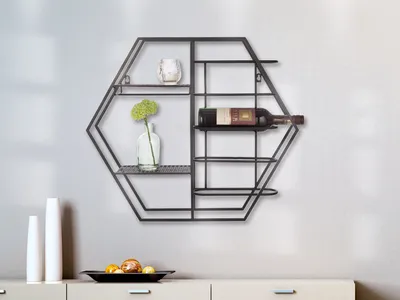Produktbild von Gilde Weinregal, Level, Metall, schwarz, VE 1 Höhe: 52.00 cm Breite: 60.00 cm Tiefe: 13.00cm 74208