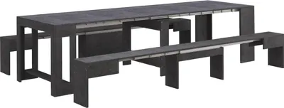 Produktbild von Bank Quedan, Set mit 2 Sitzgelegenheiten für den Esstisch, ausziehbare Bänke, 290x25x45 cm, Schiefer