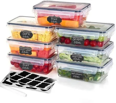 Image de Lot de 7 bocaux transparents, 840 ml, sans BPA, 100 % étanches, adaptés à la congélation