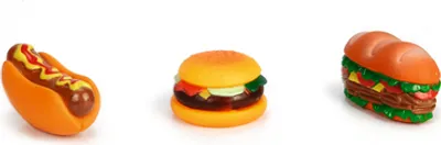 Produktbild von Beeztees Sandwich, Hamburger und Hotdog - Hundespielzeug - Vinyl - Farblich sortiert