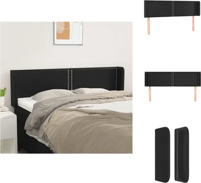 Produktbild von vidaXL Kopfteil mit Ohren Schwarz 147x16x78/88 cm Kunstleder -  Kopf- & Fußenden